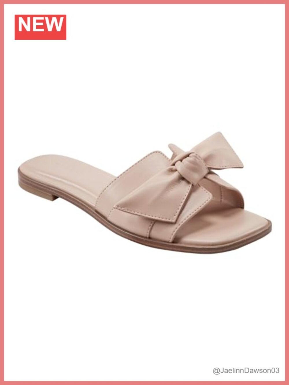 Faux Leather Bow Detail Square Toe Slip On Flat Sandals Women's Slide